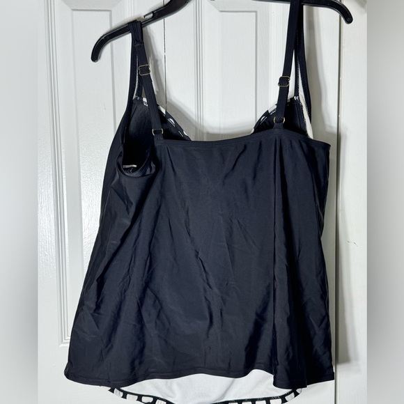 Black and White Polka Dot Fitted Bustier Swim Camisole 22W - Picture 2 of 3